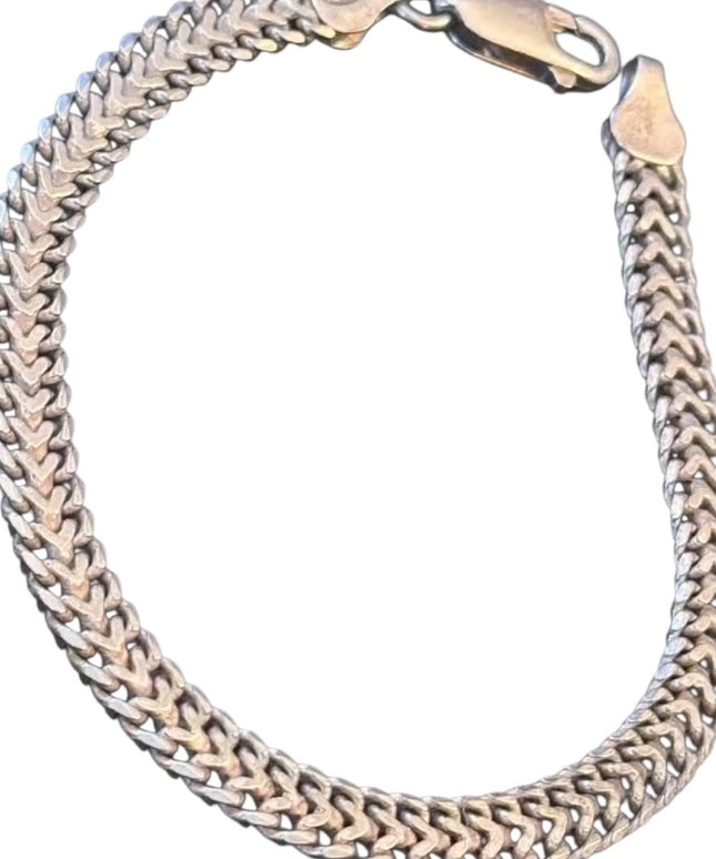 Vintage Sterling Silver Thick Italian Italy Wheat Chain Bracelet 925 Mens Womens