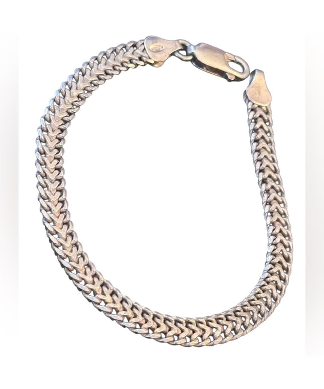 Vintage Sterling Silver Thick Italian Italy Wheat Chain Bracelet 925 Mens Womens