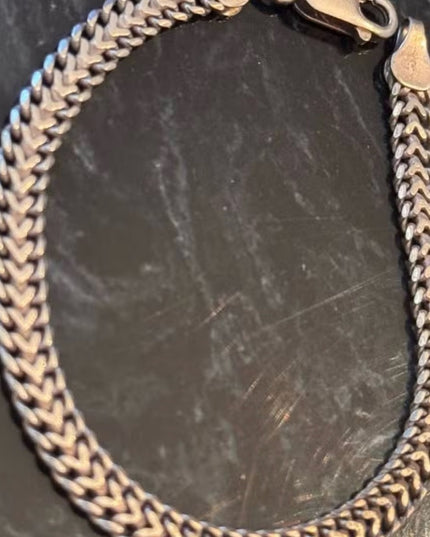 Vintage Sterling Silver Thick Italian Italy Wheat Chain Bracelet 925 Mens Womens