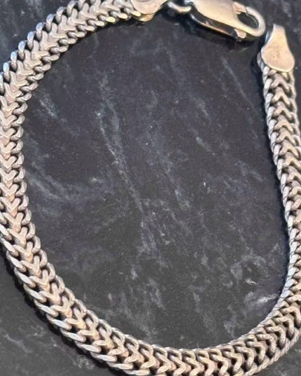 Vintage Sterling Silver Thick Italian Italy Wheat Chain Bracelet 925 Mens Womens