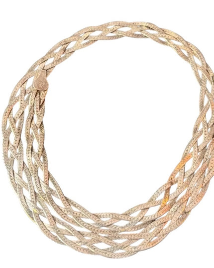 Vintage Milor Italy Italian 925 Sterling Silver Braided Multi-Strand Necklace