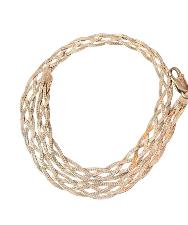 Vintage Milor Italy Italian 925 Sterling Silver Braided Multi-Strand Necklace