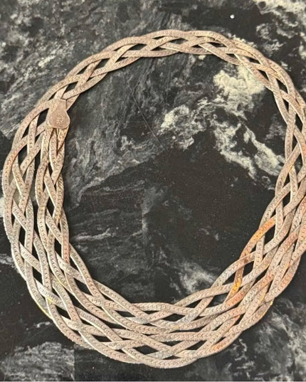 Vintage Milor Italy Italian 925 Sterling Silver Braided Multi-Strand Necklace