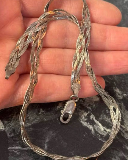 Vintage Milor Italy Italian 925 Sterling Silver Braided Multi-Strand Necklace