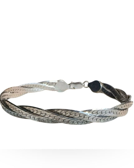 Sterling Silver 925 Braided Bracelet, 7 Inches