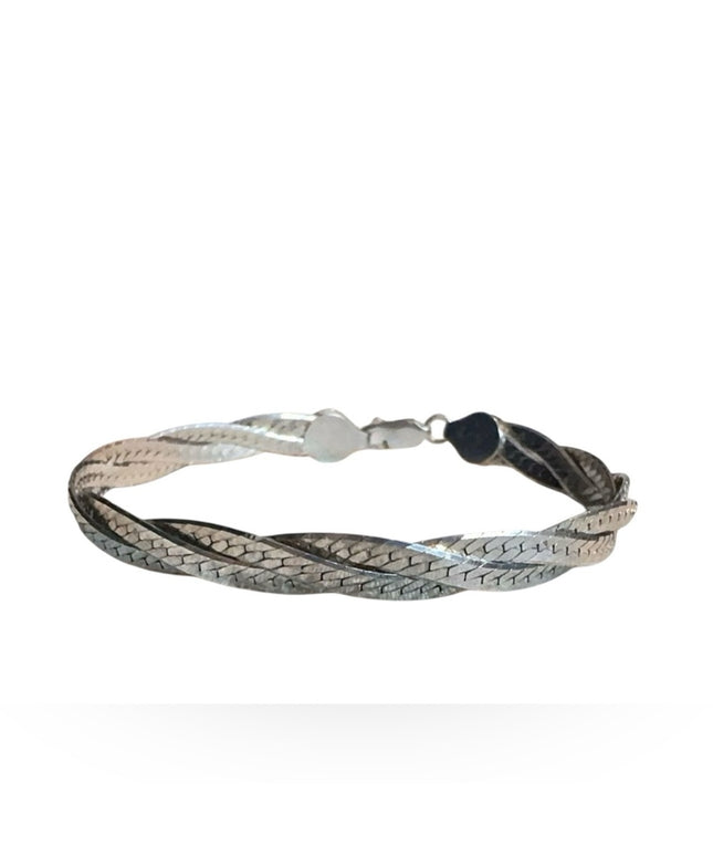 Sterling Silver 925 Braided Bracelet, 7 Inches