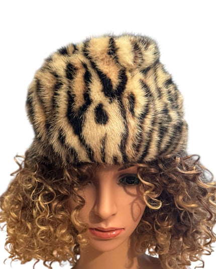 Vintage 1960s Stunning Mink Leopard Print Fur Hat