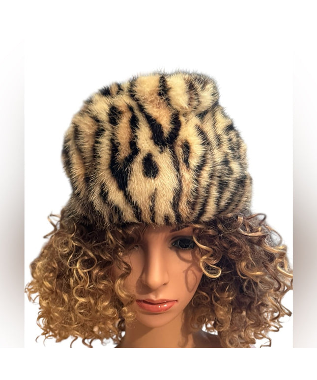 Vintage 1960s Stunning Mink Leopard Print Fur Hat