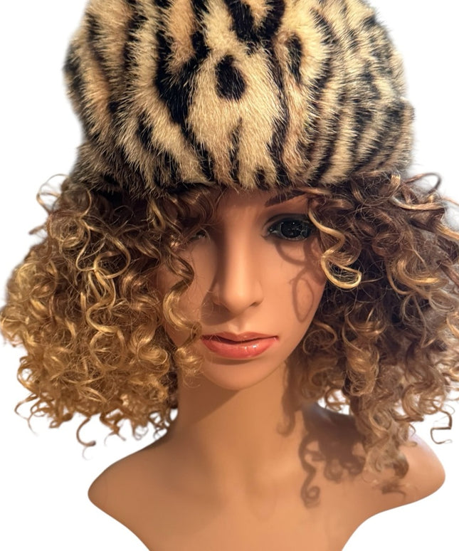 Vintage 1960s Stunning Mink Leopard Print Fur Hat
