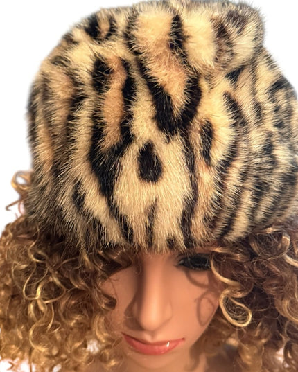 Vintage 1960s Stunning Mink Leopard Print Fur Hat