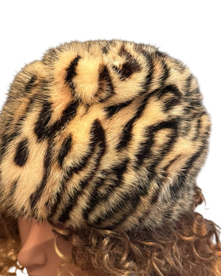 Vintage 1960s Stunning Mink Leopard Print Fur Hat
