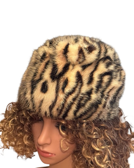 Vintage 1960s Stunning Mink Leopard Print Fur Hat