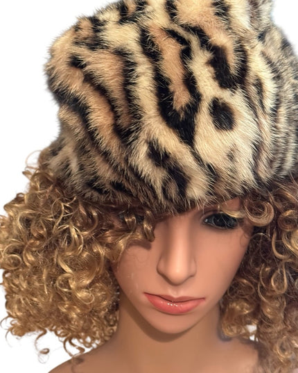 Vintage 1960s Stunning Mink Leopard Print Fur Hat