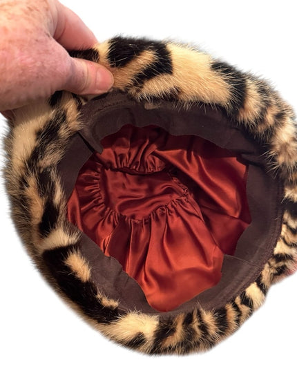 Vintage 1960s Stunning Mink Leopard Print Fur Hat