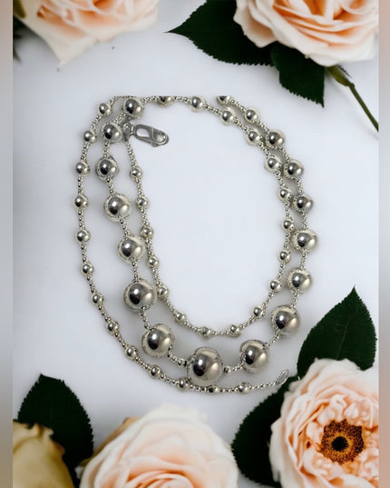 Chunky Large sterling silver 925 bead necklace 30”