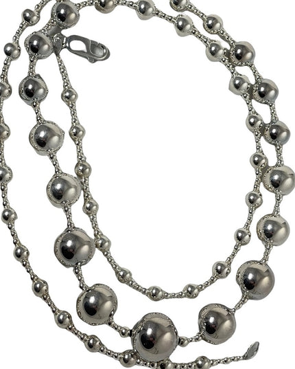 Chunky Large sterling silver 925 bead necklace 30”
