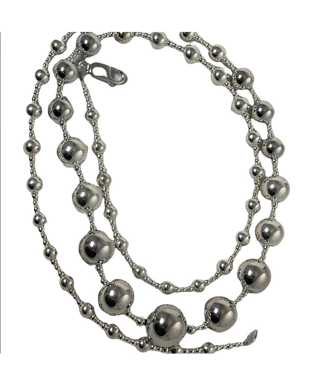 Chunky Large sterling silver 925 bead necklace 30”