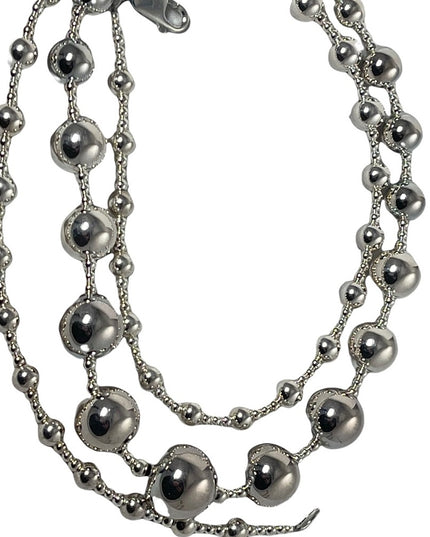 Chunky Large sterling silver 925 bead necklace 30”