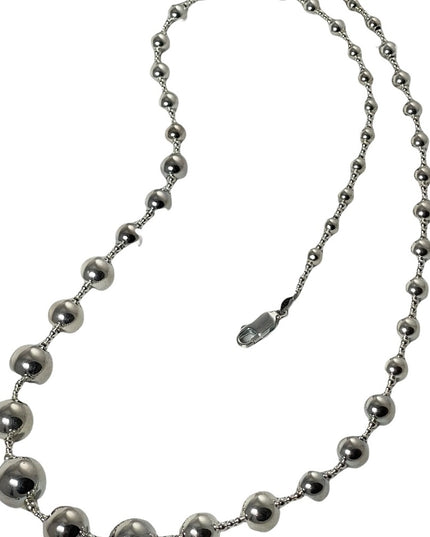 Chunky Large sterling silver 925 bead necklace 30”
