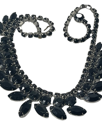 Stunning vintage Black crystal 1950s fancy necklace party wedding evening