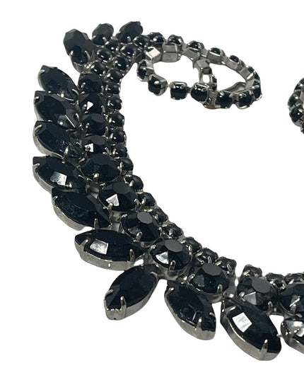 Stunning vintage Black crystal 1950s fancy necklace party wedding evening