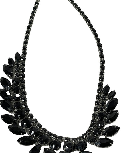 Stunning vintage Black crystal 1950s fancy necklace party wedding evening