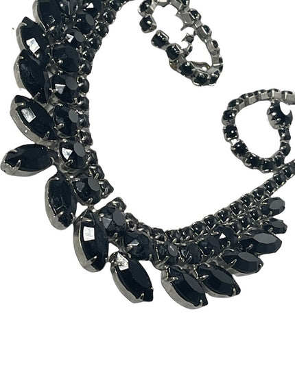 Stunning vintage Black crystal 1950s fancy necklace party wedding evening