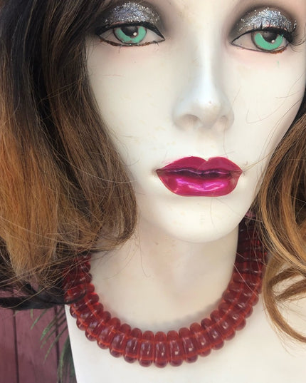 Vintage Faux Amber Resin Choker 1960s MCM Necklace