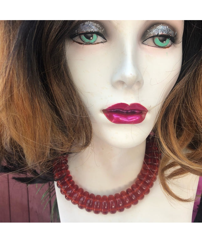 Vintage Faux Amber Resin Choker 1960s MCM Necklace