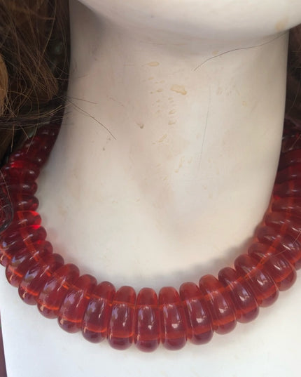 Vintage Faux Amber Resin Choker 1960s MCM Necklace