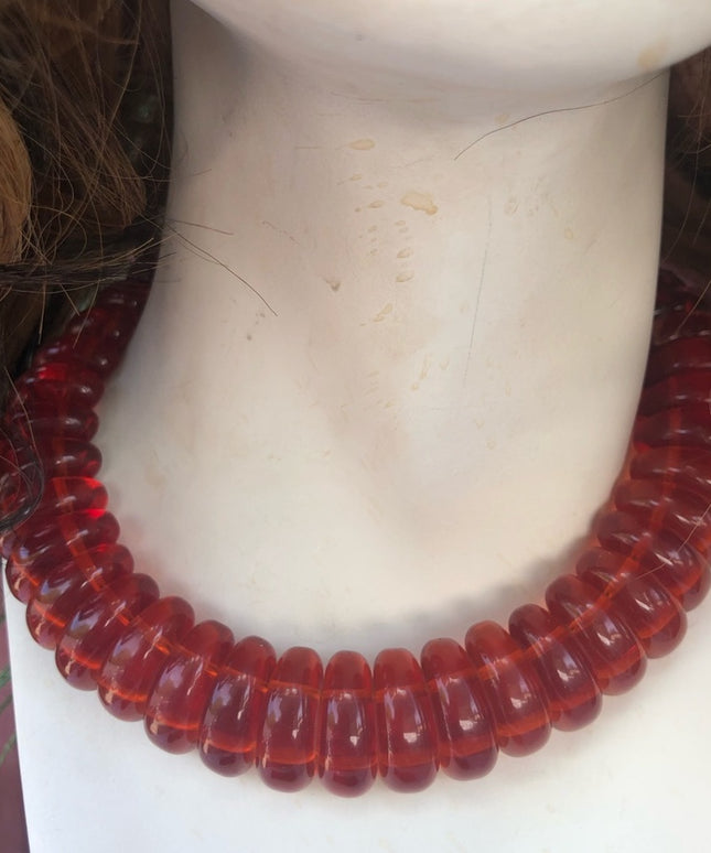 Vintage Faux Amber Resin Choker 1960s MCM Necklace
