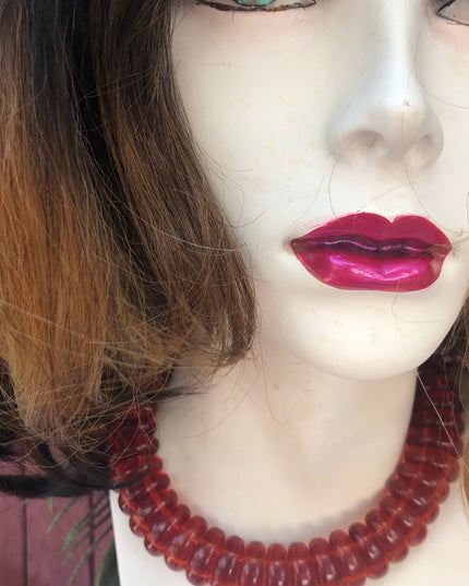 Vintage Faux Amber Resin Choker 1960s MCM Necklace