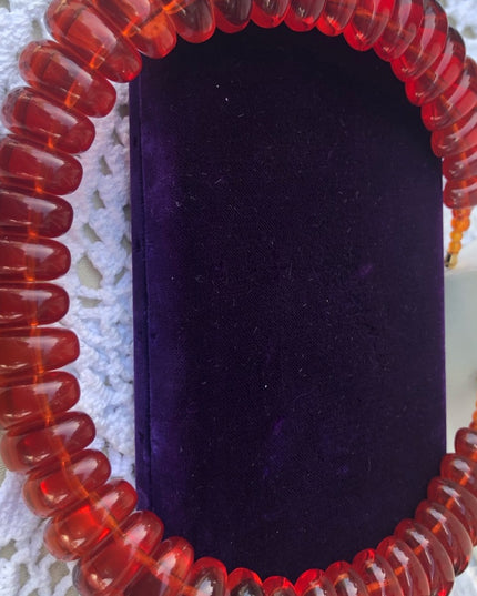 Vintage Faux Amber Resin Choker 1960s MCM Necklace