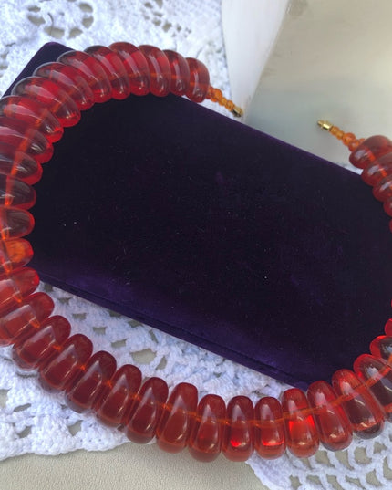 Vintage Faux Amber Resin Choker 1960s MCM Necklace