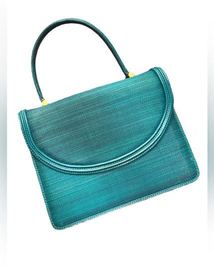 Elegant Vintage Gondola Horsehair & Leather Teal Handbag