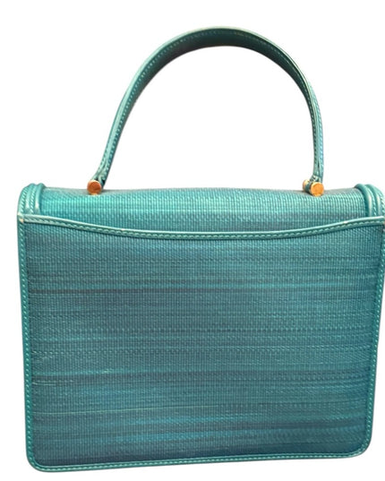 Elegant Vintage Gondola Horsehair & Leather Teal Handbag