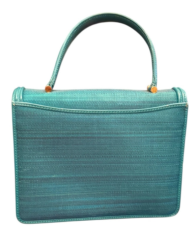 Elegant Vintage Gondola Horsehair & Leather Teal Handbag