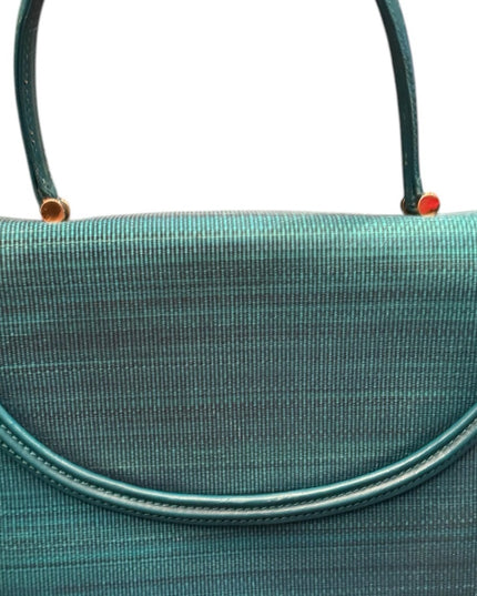 Elegant Vintage Gondola Horsehair & Leather Teal Handbag