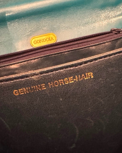 Elegant Vintage Gondola Horsehair & Leather Teal Handbag