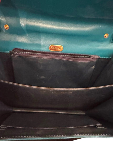 Elegant Vintage Gondola Horsehair & Leather Teal Handbag