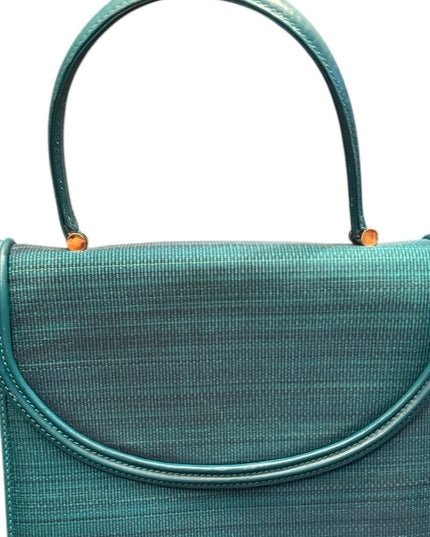 Elegant Vintage Gondola Horsehair & Leather Teal Handbag