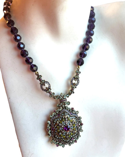 Lovely Retired Heidi Daus "Unforgettable Lavaliere" Locket Necklace rhinstones