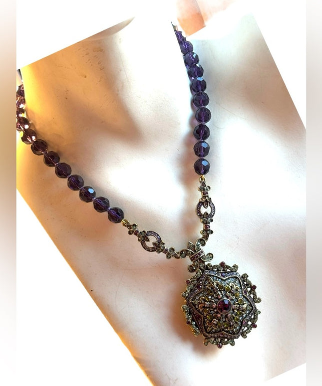 Lovely Retired Heidi Daus "Unforgettable Lavaliere" Locket Necklace rhinstones