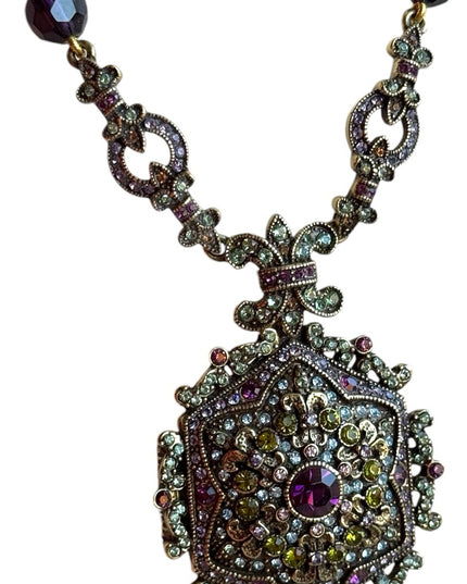 Lovely Retired Heidi Daus "Unforgettable Lavaliere" Locket Necklace rhinstones