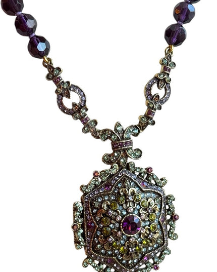 Lovely Retired Heidi Daus "Unforgettable Lavaliere" Locket Necklace rhinstones