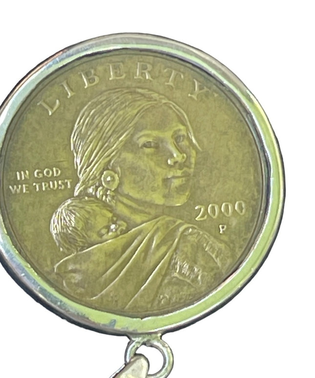 2000 Series P Sacajawea Native Americans Coin USA PENDANT sterling silver
