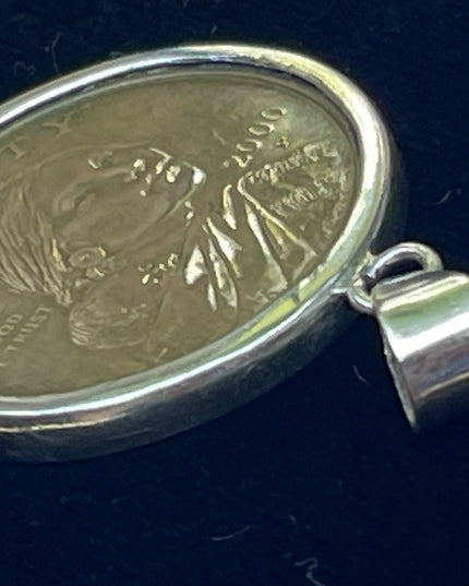 2000 Series P Sacajawea Native Americans Coin USA PENDANT sterling silver