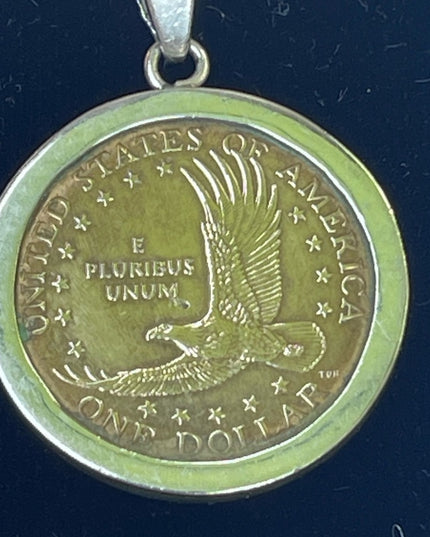 2000 Series P Sacajawea Native Americans Coin USA PENDANT sterling silver