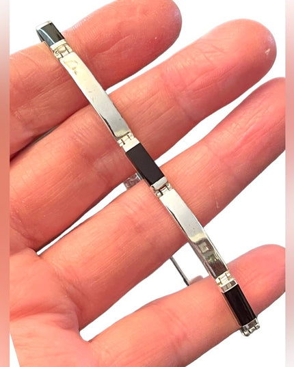 Sterling silver 925 Black onyx link tennis bracelet