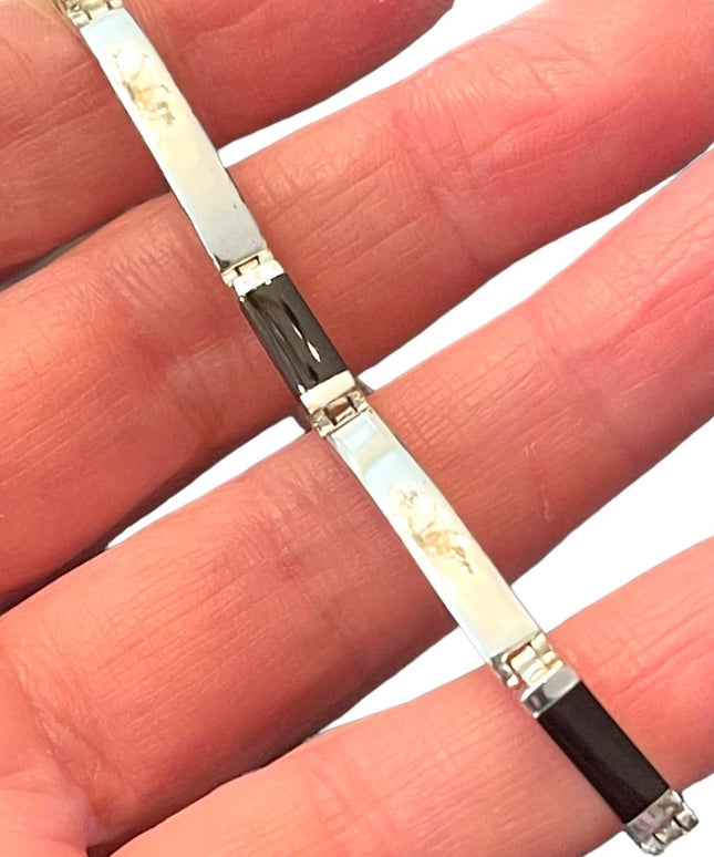 Sterling silver 925 Black onyx link tennis bracelet